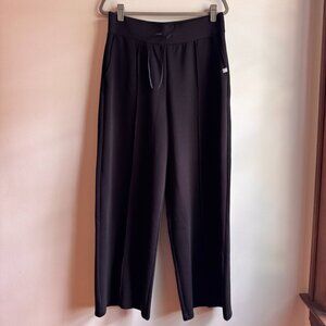 T by Talbots Women's Black Wide Leg Pull-On Athleisure Pants Size L Large